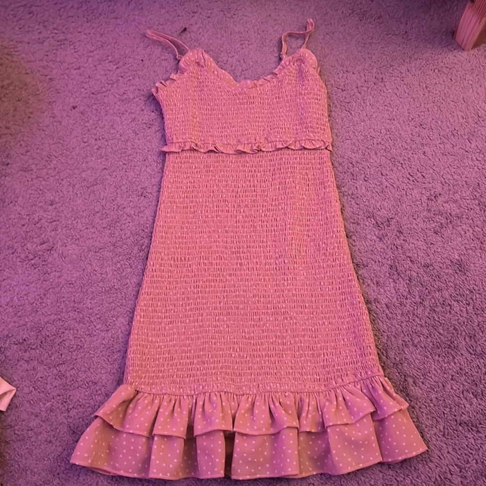 Style rack blush polka dot dress